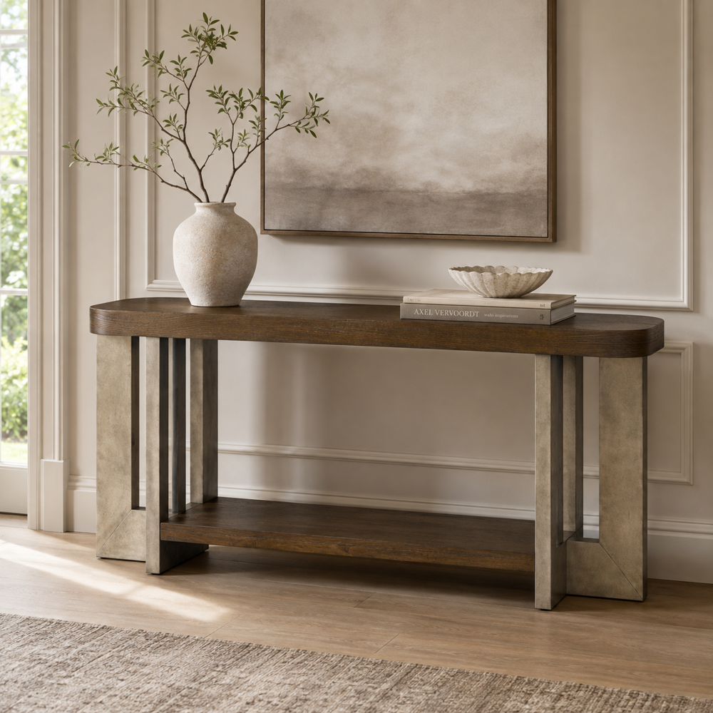 Bassett Mirror - Nova 68" Cerused Charcoal Oak Console Table - 6021-LR-400 view 6