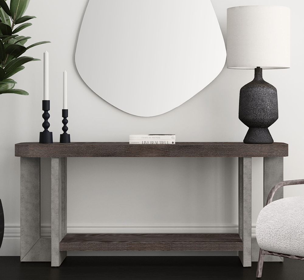 Bassett Mirror - Nova 68" Cerused Charcoal Oak Console Table - 6021-LR-400 view 7