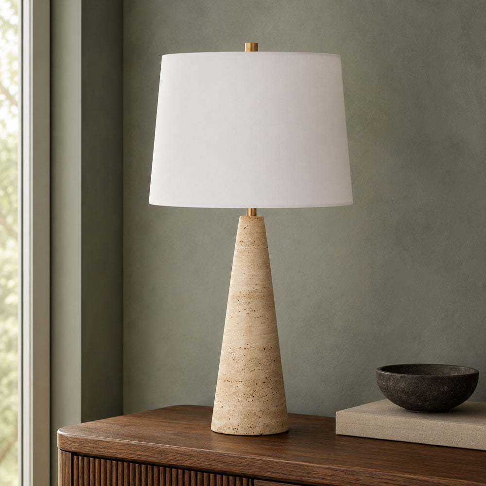 Bassett Mirror - Oakmont 29" Cream Travertine Table Lamp - L4810T view 4