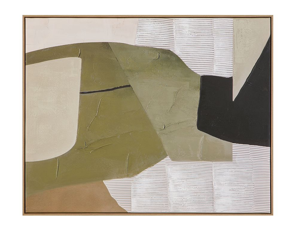 Bassett Mirror - Olive Form Green Abstract Framed Canvas - 7301-148 view 1