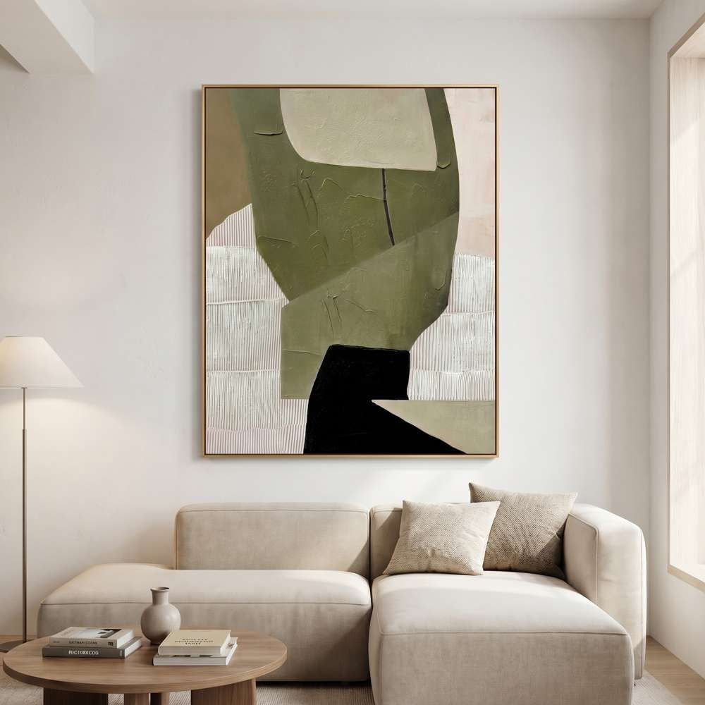 Bassett Mirror - Olive Form Green Abstract Framed Canvas - 7301-148 view 4