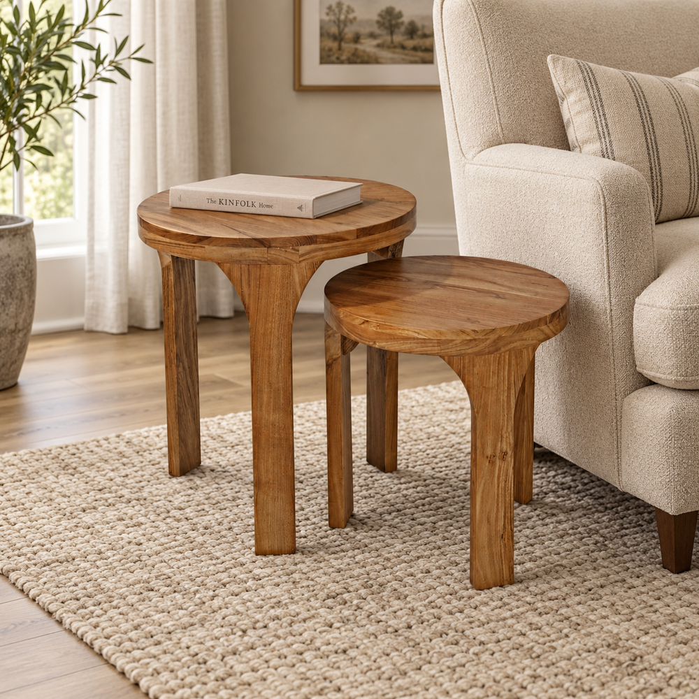 Bassett Mirror - Paige Natural Wood Bunching Tables - 6087-LR-202 view 6