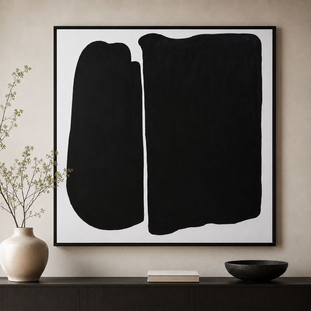 Bassett Mirror - Parallel Forms Black and White Abstract Framed Canvas - 7301-102 view 5
