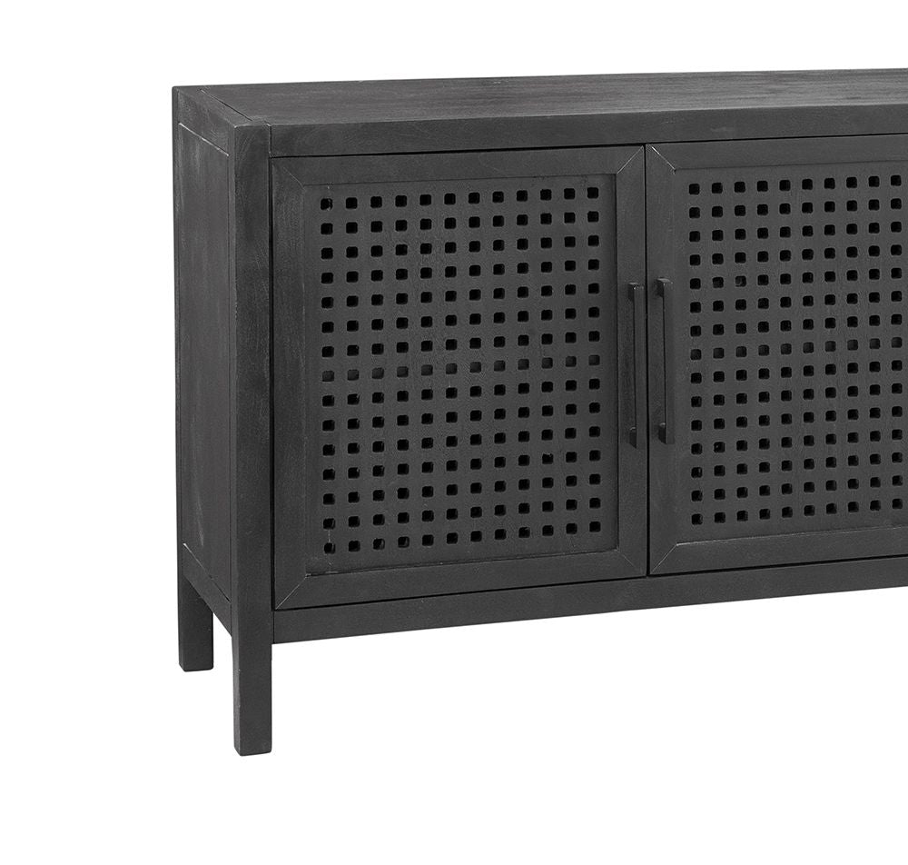 Bassett Mirror - Pentak 76" Black Mango Wood Four-Door Storage Cabinet - 8235-DR-576 view 3