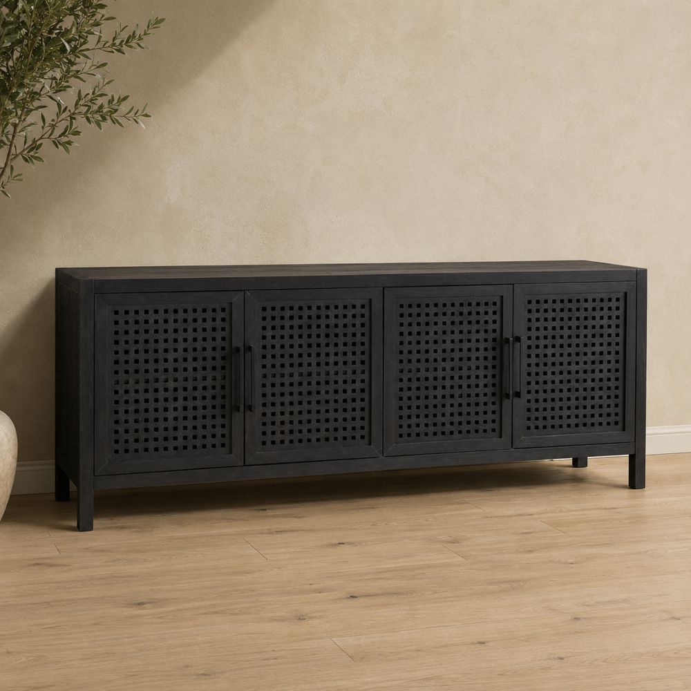 Bassett Mirror - Pentak 76" Black Mango Wood Four-Door Storage Cabinet - 8235-DR-576 view 5