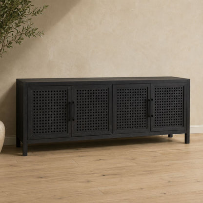 Bassett Mirror - Pentak 76" Black Mango Wood Four-Door Storage Cabinet - 8235-DR-576 view 5