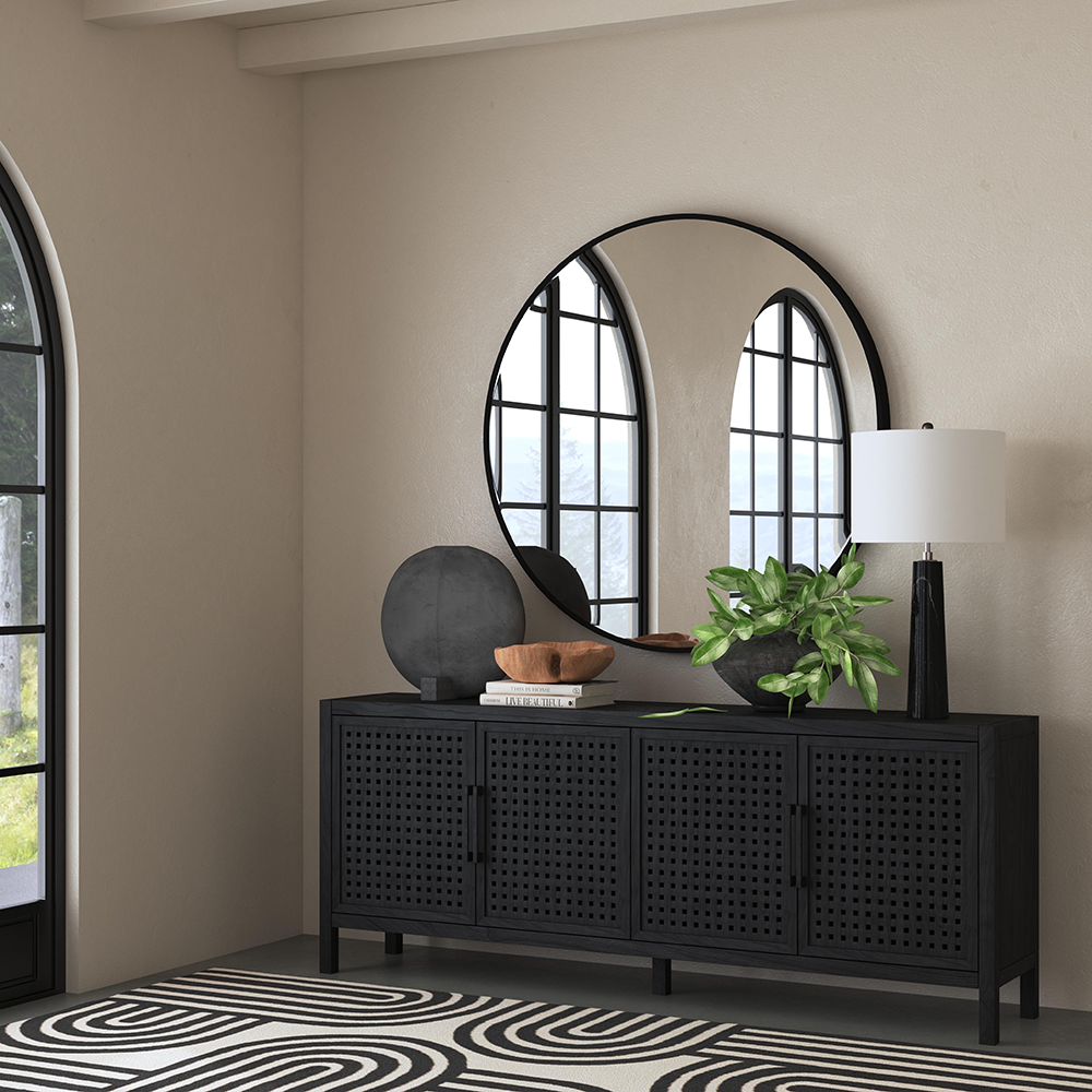 Bassett Mirror - Pentak 76" Black Mango Wood Four-Door Storage Cabinet - 8235-DR-576 view 6
