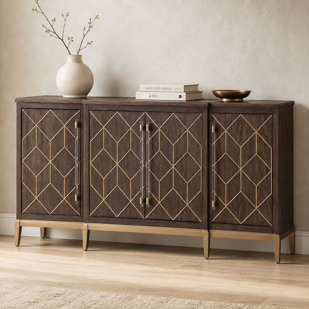 Bassett Mirror - Perrine 68" Brown Oak Four-Door Storage Cabinet - 2432-DR-576 view 6