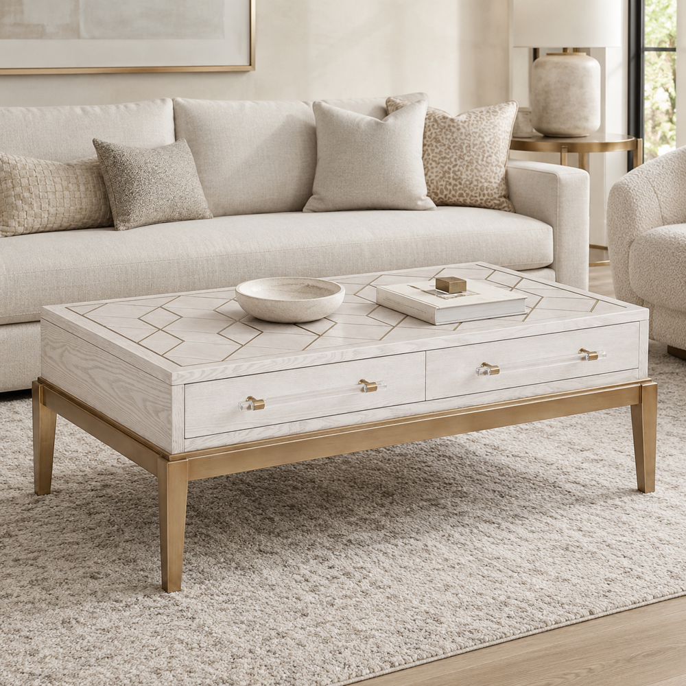 Bassett Mirror - Perrine White Coffee Table - 2431-LR-100 view 5