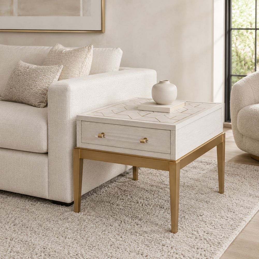Bassett Mirror - Perrine White End Table - 2431-LR-200 view 6