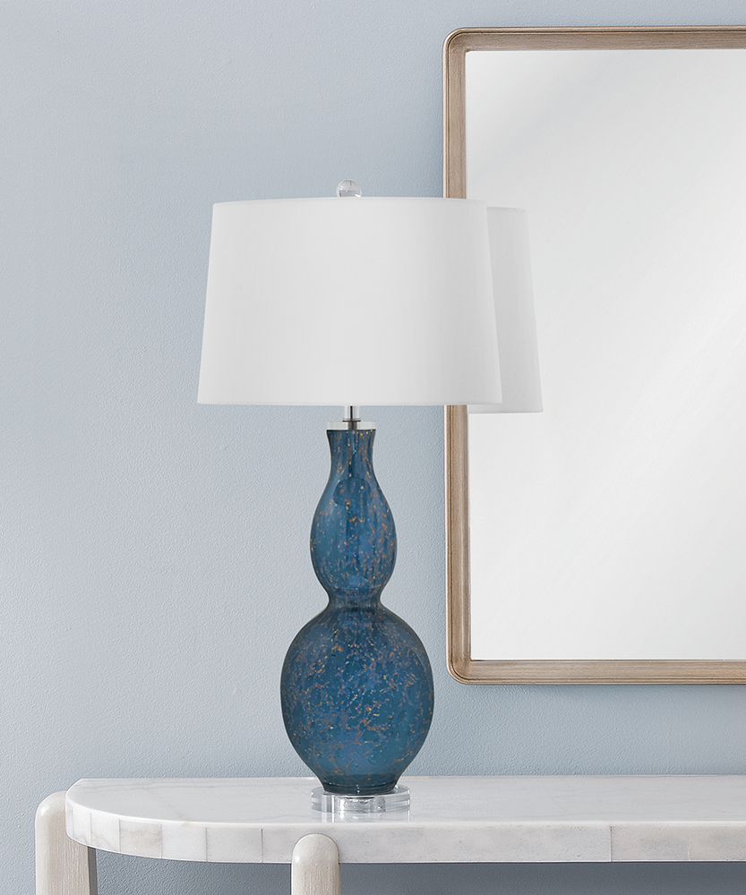 Bassett Mirror - Presley 35" Blue Art Glass Table Lamp - L4589T view 4