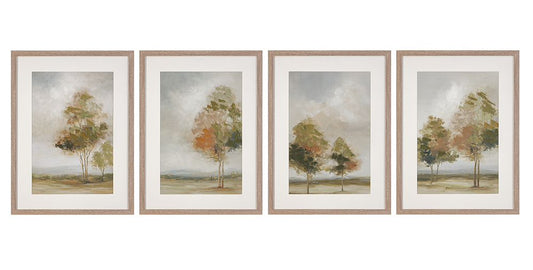 Bassett Mirror - Quiet Meadow Green Landscape Framed Canvas (Set of 4) - 7301-147 view 1