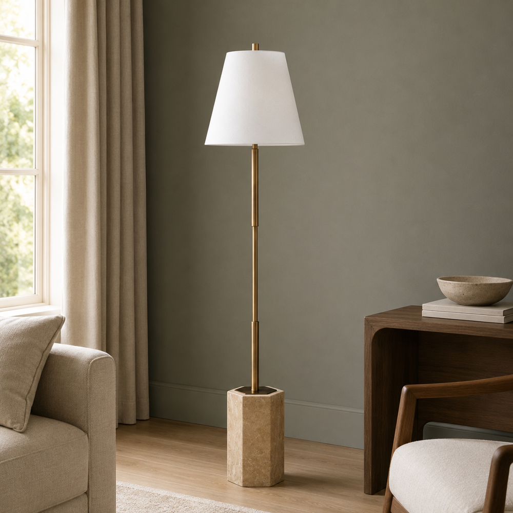 Bassett Mirror - Ronzell 61" Brass Metal Floor Lamp - L4556F view 4