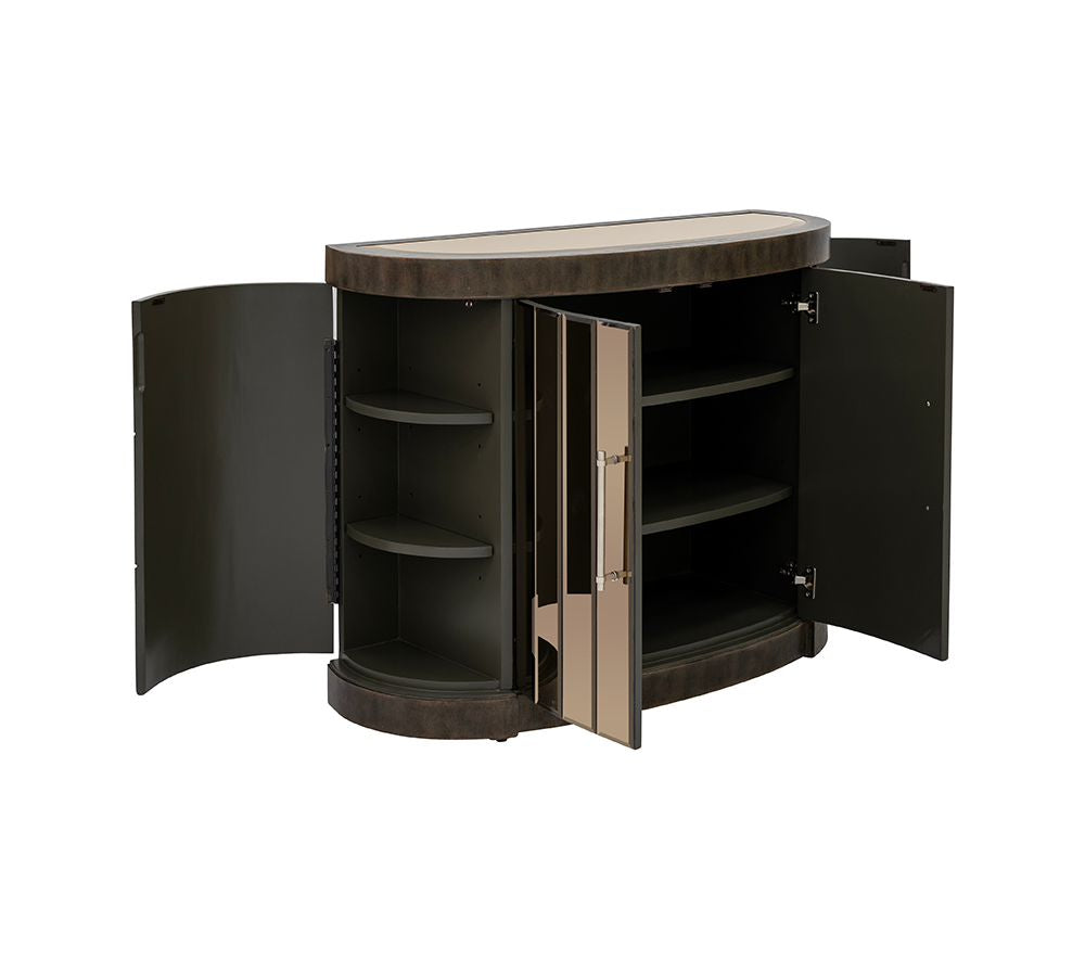 Bassett Mirror - Serrano 44" Rustic Oak Mirror Four-Door Storage Cabinet - 2541-LR-508 view 3