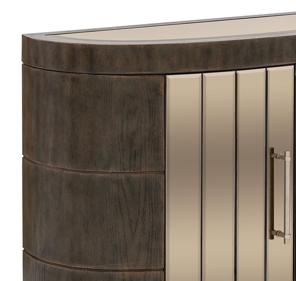 Bassett Mirror - Serrano 44" Rustic Oak Mirror Four-Door Storage Cabinet - 2541-LR-508 view 4