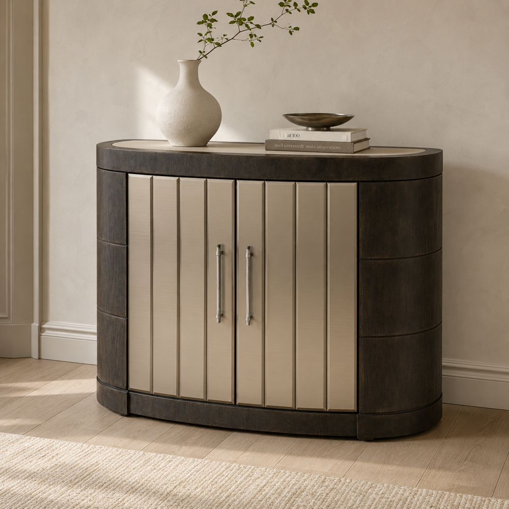Bassett Mirror - Serrano 44" Rustic Oak Mirror Four-Door Storage Cabinet - 2541-LR-508 view 7