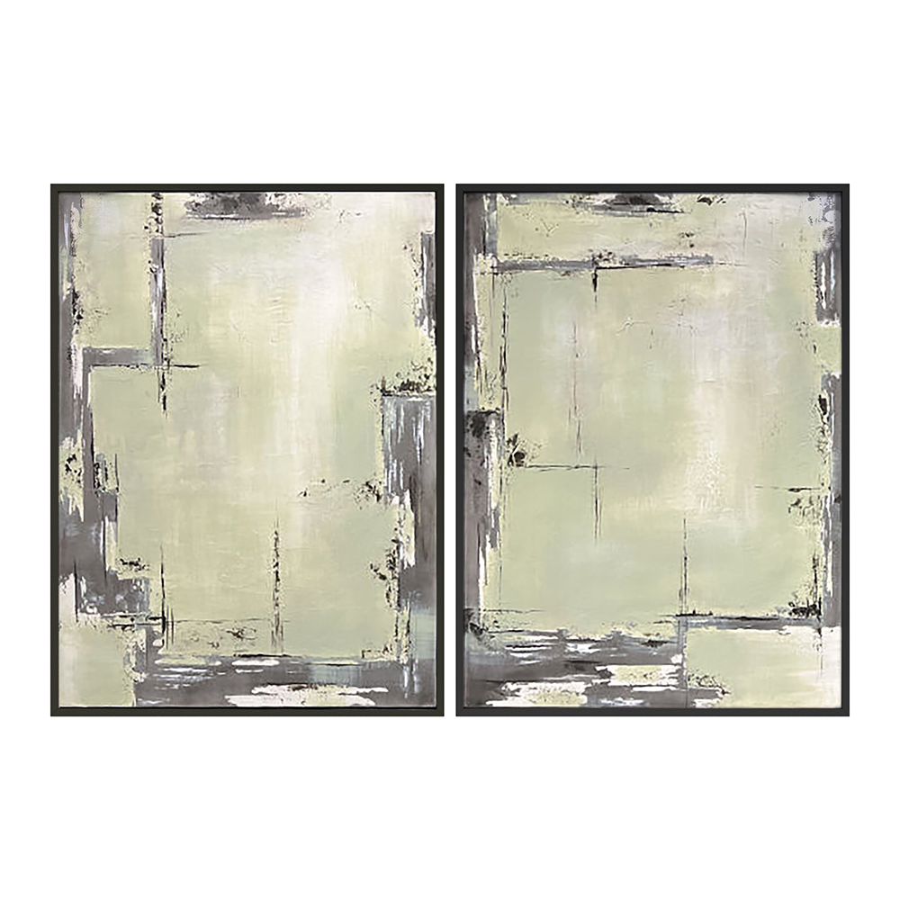 Bassett Mirror - Sherwood Gates Green Abstract Framed Canvas (Set of 2) - 7301-104 view 1