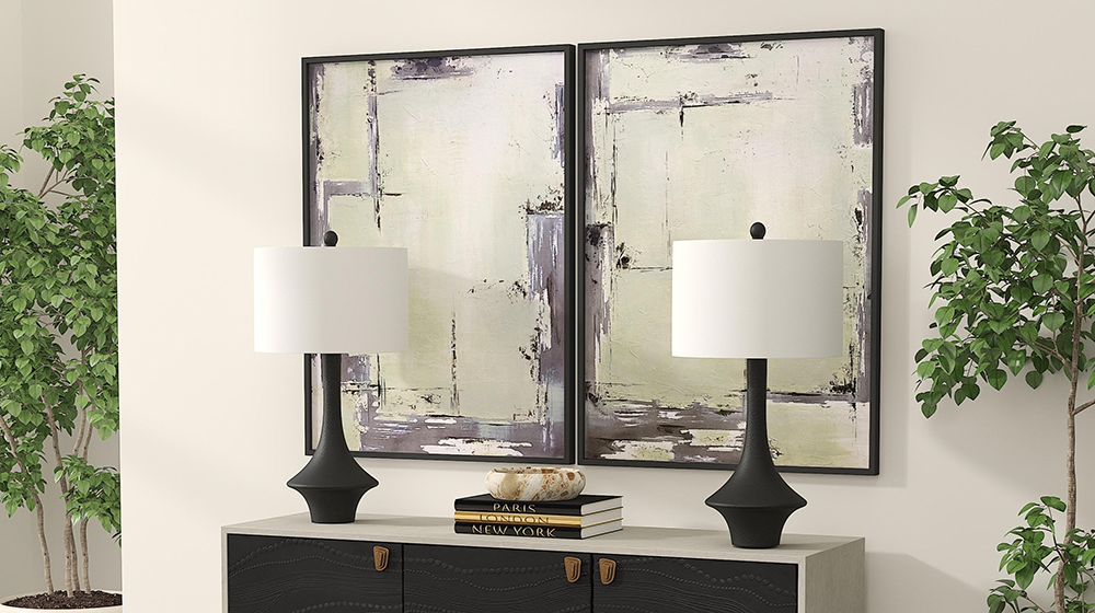 Bassett Mirror - Sherwood Gates Green Abstract Framed Canvas (Set of 2) - 7301-104 view 3