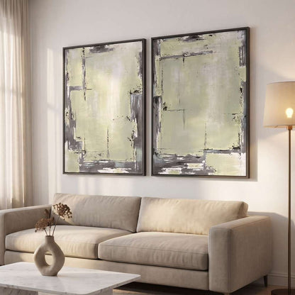 Bassett Mirror - Sherwood Gates Green Abstract Framed Canvas (Set of 2) - 7301-104 view 4