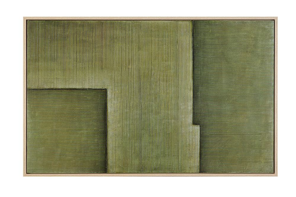 Bassett Mirror - Sycamore Bark Green Abstract Framed Canvas - 7301-101 view 1