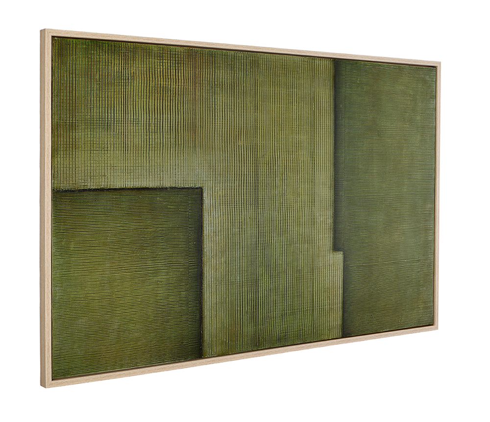Bassett Mirror - Sycamore Bark Green Abstract Framed Canvas - 7301-101 view 2