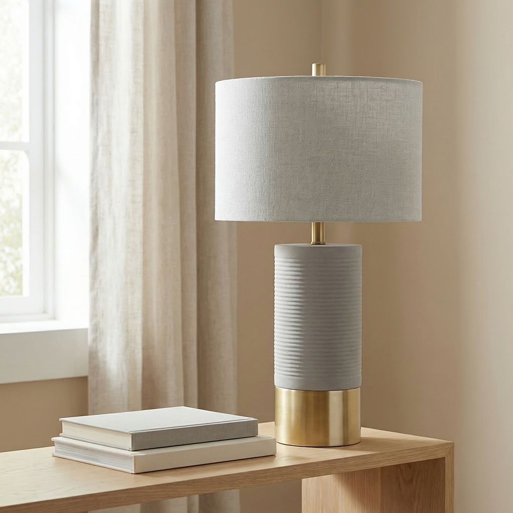 Bassett Mirror - Tano 27" Gray Concrete Table Lamp - L4399T view 4