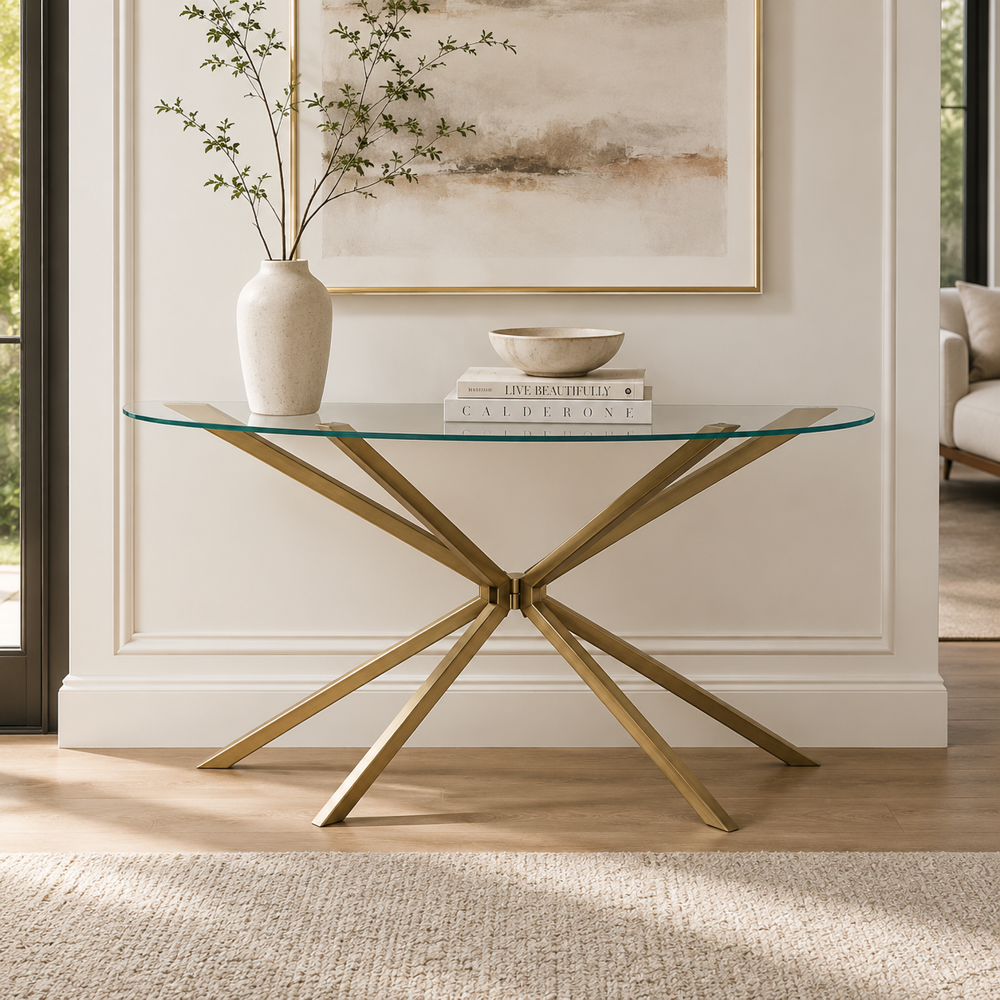 Bassett Mirror - Tess 52" Gold Glass Console Table - 5511-400-493 view 2