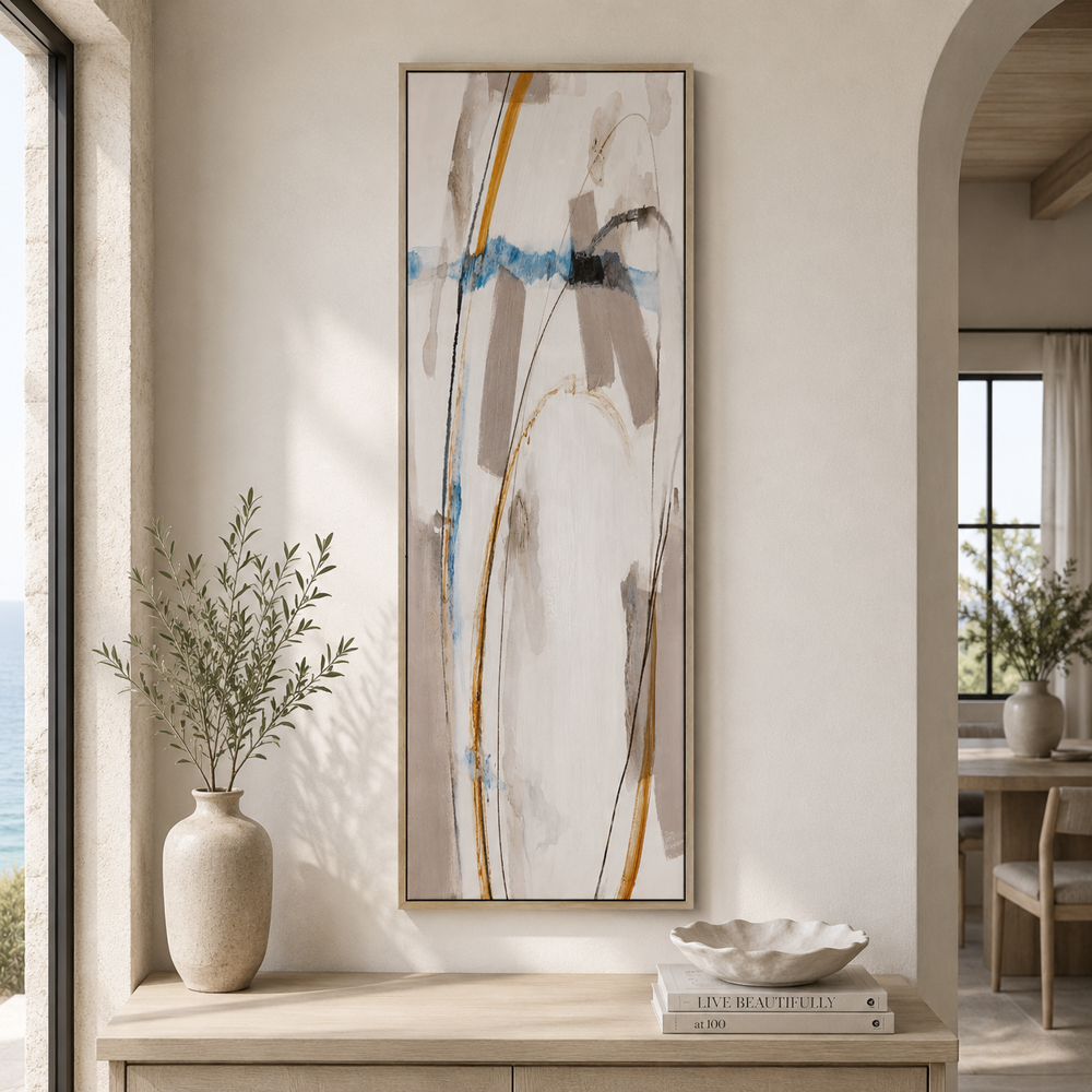 Bassett Mirror - Tranquil Flow Blue Abstract Framed Canvas - 7301-112 view 4