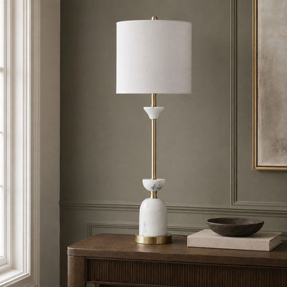 Bassett Mirror - Vallhalla 35" White Marble Table Lamp - L4643T view 5