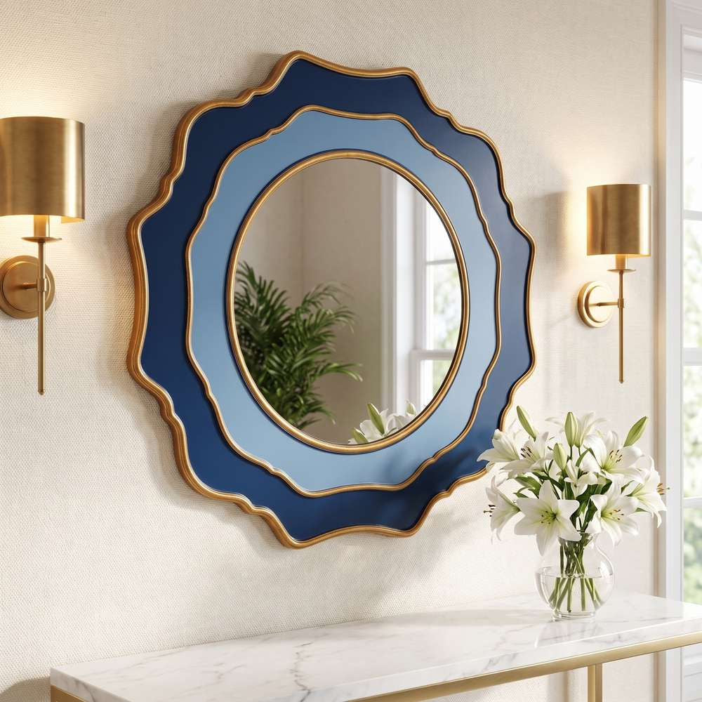 Bassett Mirror - Wall Mirror 30" Blue Round Wall Mirror - M1413B view 3