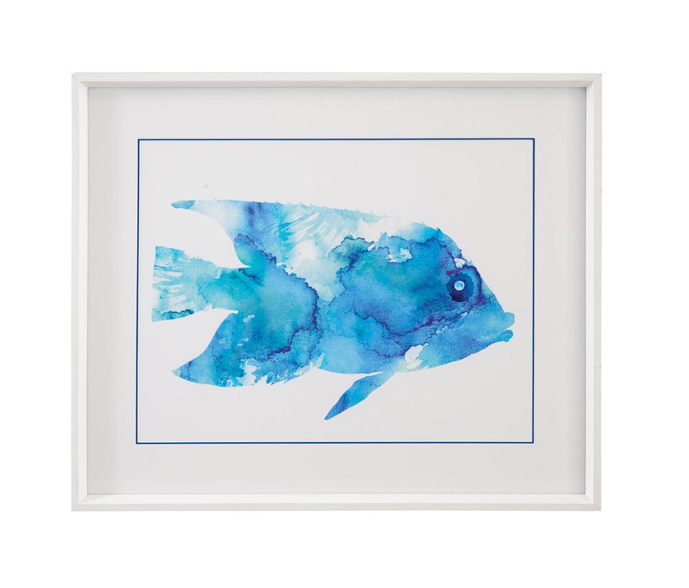 Bassett Mirror - Watercolor Fish II Framed Print in Blue - 9902-279B view 1