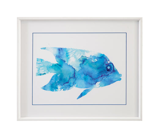 Bassett Mirror - Watercolor Fish II Framed Print in Blue - 9902-279B view 1