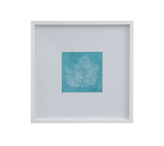 Bassett Mirror - White Coral on Blue I Framed Print in Matte White Frame - 9902-245A view 1