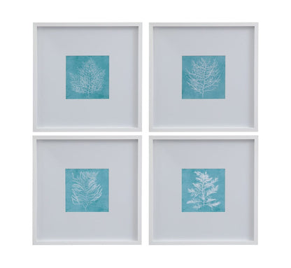 Bassett Mirror - White Coral on Blue I Framed Print in Matte White Frame - 9902-245A view 3