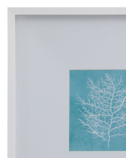 Bassett Mirror - White Coral on Blue II Framed Print in Matte White Frame - 9902-245B view 2