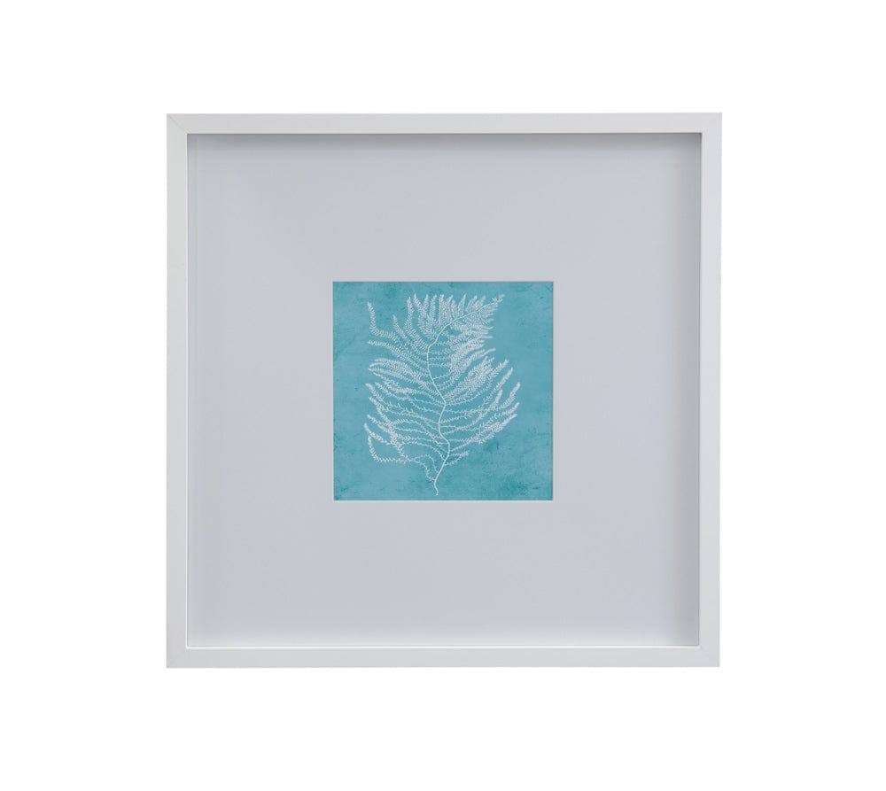 Bassett Mirror - White Coral on Blue III Framed Print in Matte White Frame - 9902-245C view 1