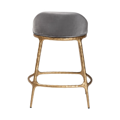 Baxton Studio - Aarush Counter Stool in Grey/Gold - FUR6902-Hammered Metal-CS view 4