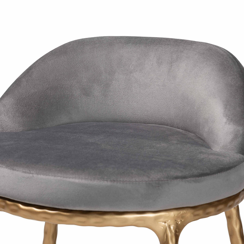 Baxton Studio - Aarush Counter Stool in Grey/Gold - FUR6902-Hammered Metal-CS view 5