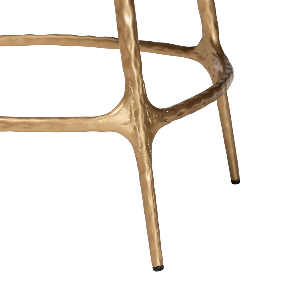 Baxton Studio - Aarush Counter Stool in Grey/Gold - FUR6902-Hammered Metal-CS view 6