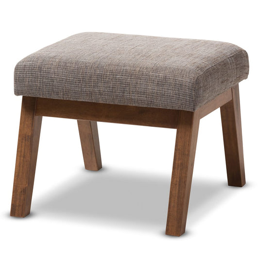 Baxton Studio - Aberdeen Ottoman in "Gravel" Multi Color/"Walnut" Brown - BBT5254-Gravel-OTTO-TH1308 view 1