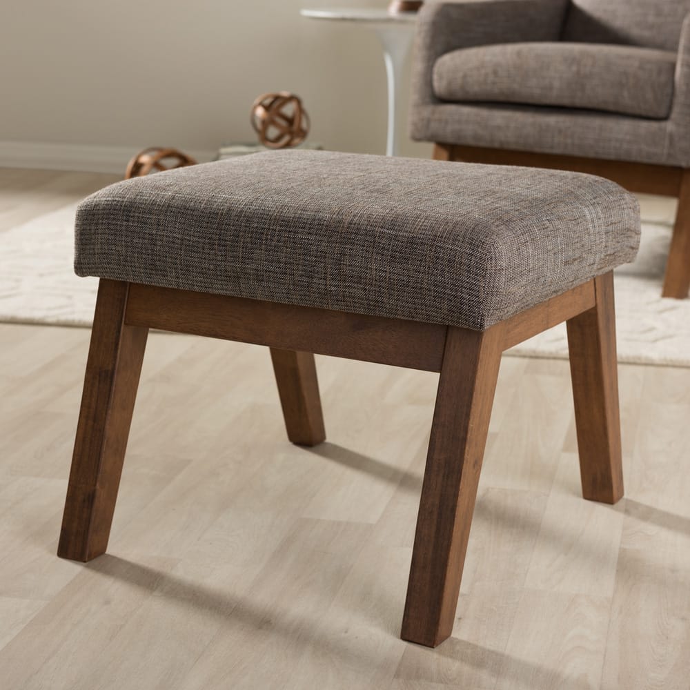 Baxton Studio - Aberdeen Ottoman in "Gravel" Multi Color/"Walnut" Brown - BBT5254-Gravel-OTTO-TH1308 view 4