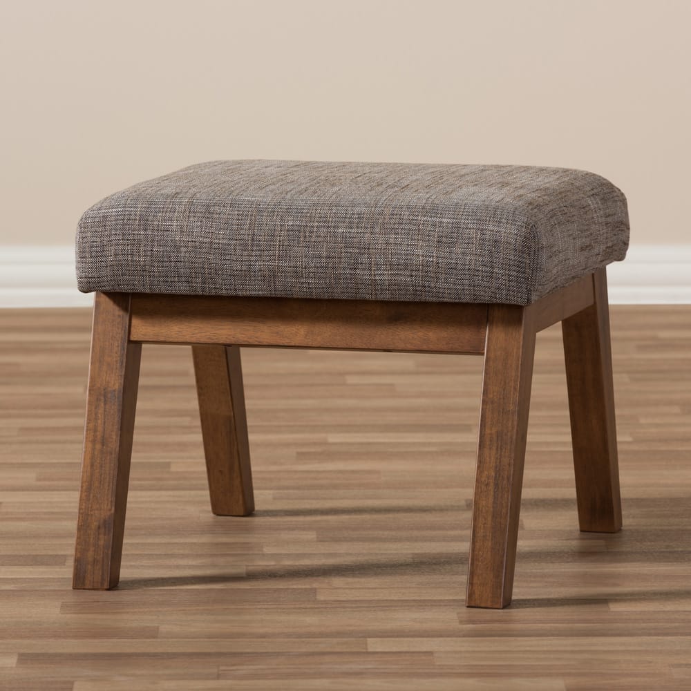 Baxton Studio - Aberdeen Ottoman in "Gravel" Multi Color/"Walnut" Brown - BBT5254-Gravel-OTTO-TH1308 view 5