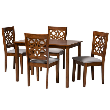 Baxton Studio - Abigail Dining Set in Grey/Walnut Brown - RH391C-Grey/Walnut-5PC Dining Set view 1