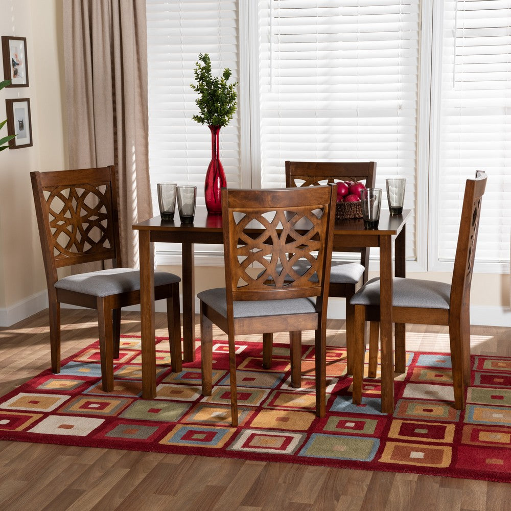 Baxton Studio - Abigail Dining Set in Grey/Walnut Brown - RH391C-Grey/Walnut-5PC Dining Set view 8