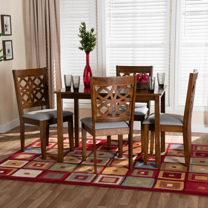 Baxton Studio - Abigail Dining Set in Grey/Walnut Brown - RH391C-Grey/Walnut-5PC Dining Set view 8