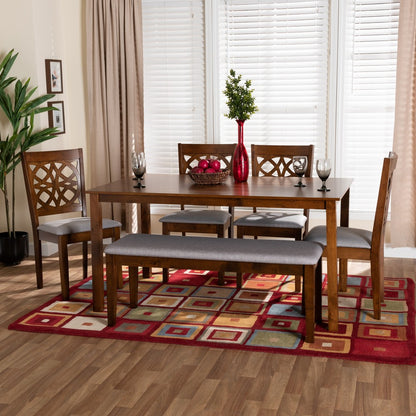 Baxton Studio - Abigail Dining Set in Grey/Walnut Brown - RH391C-Grey/Walnut-6PC Dining Set view 9