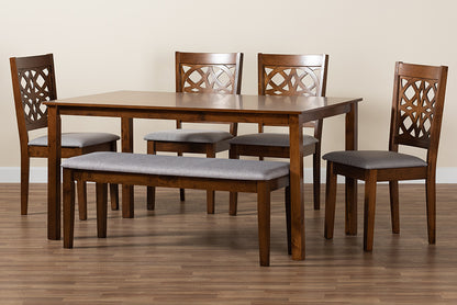 Baxton Studio - Abigail Dining Set in Grey/Walnut Brown - RH391C-Grey/Walnut-6PC Dining Set view 10