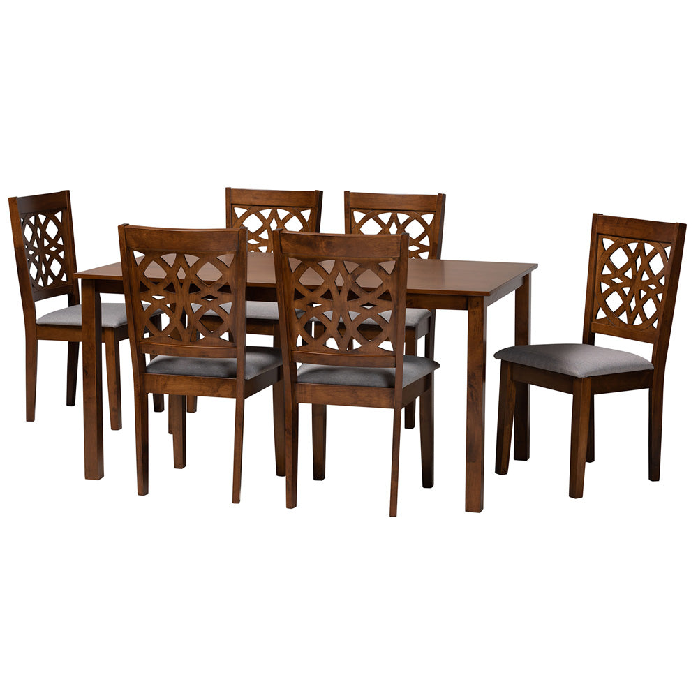 Baxton Studio - Abigail Dining Set in Grey/Walnut Brown - RH391C-Grey/Walnut-7PC Dining Set view 1