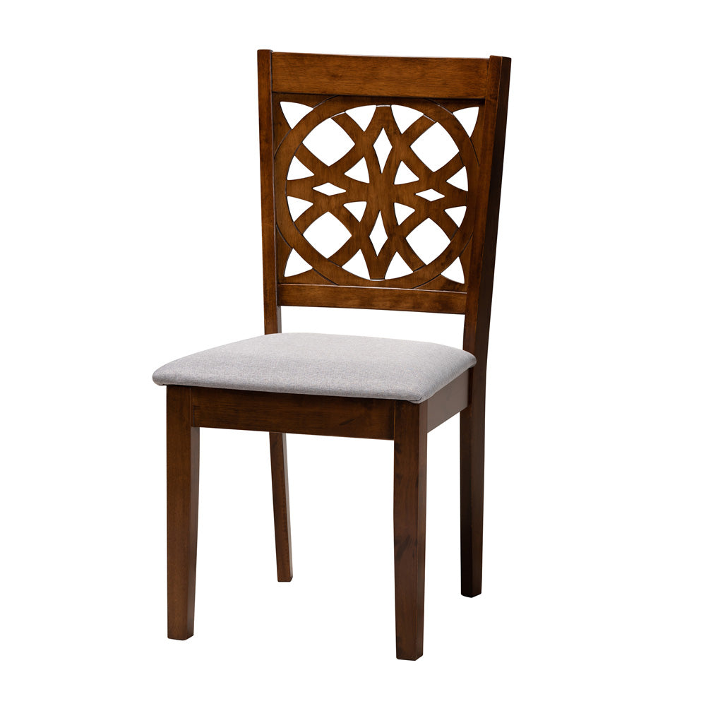 Baxton Studio - Abigail Dining Set in Grey/Walnut Brown - RH391C-Grey/Walnut-7PC Dining Set view 2