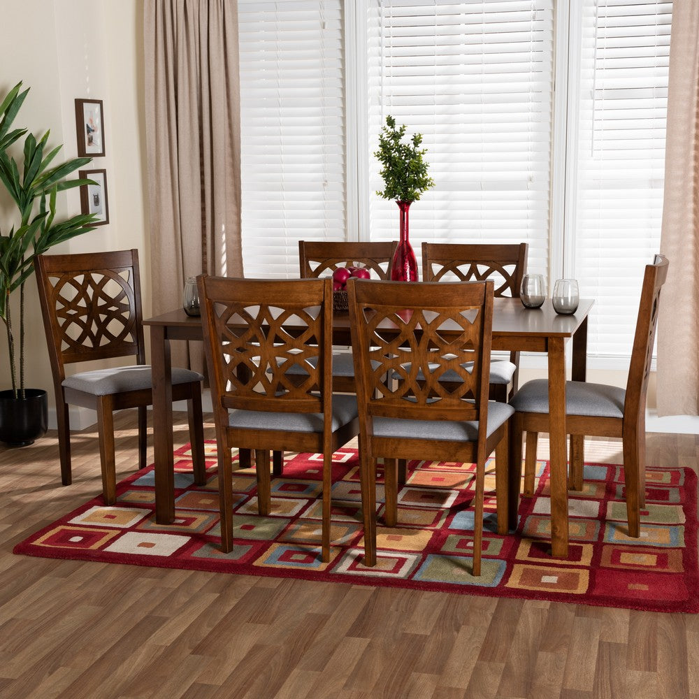 Baxton Studio - Abigail Dining Set in Grey/Walnut Brown - RH391C-Grey/Walnut-7PC Dining Set view 8